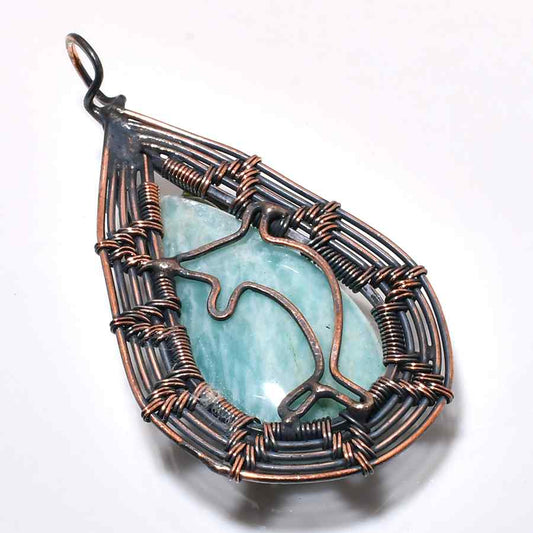 Ocean’s Whisper – Aquamarine Copper Pendant