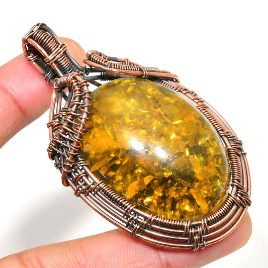 Aurora’s Ember – Amber Copper Pendant