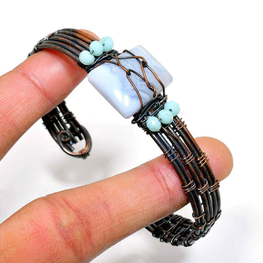 Aqua Tranquility – Copper-Wrapped Aquamarine Bracelet