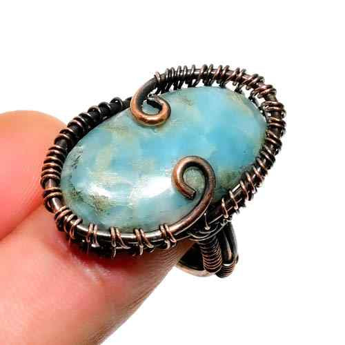 Ocean Whisper – Larimar Copper Ring