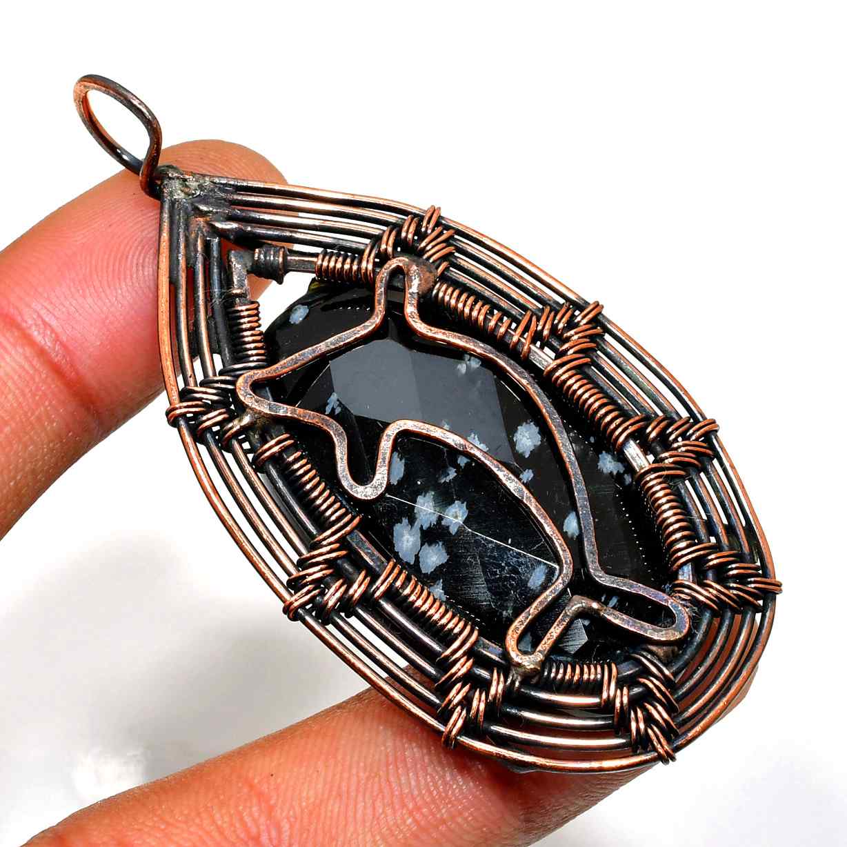 Shadow Aegis – Obsidian Copper Pendant