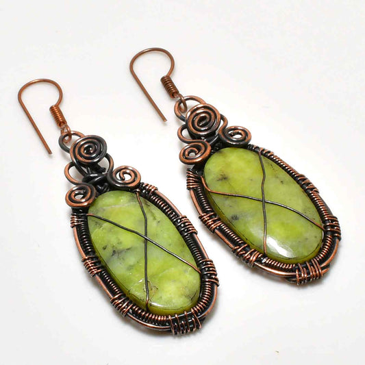 Gaia’s Embrace – Copper-Wrapped Jade Earrings