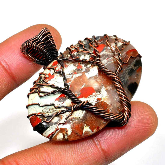 Gaia’s Grove – Agate & Copper Tree of Life Pendant