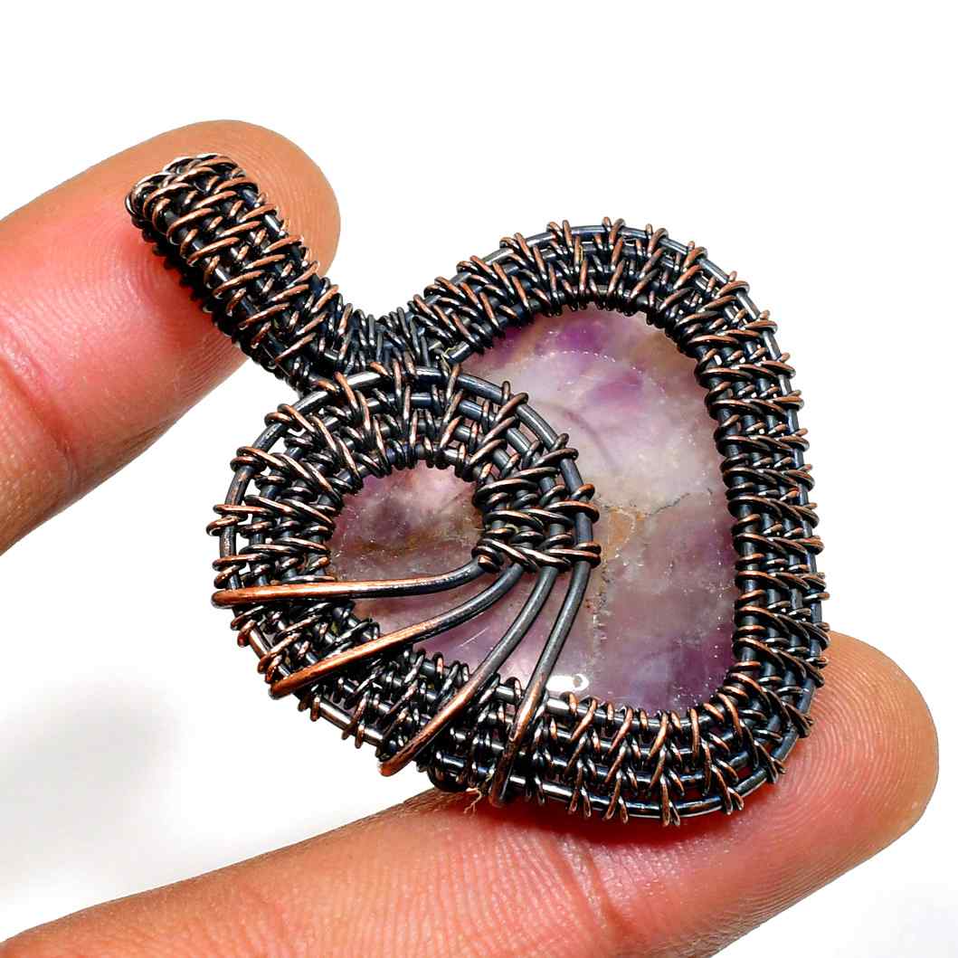 Selene’s Halo – Amethyst & Copper Wire Pendant