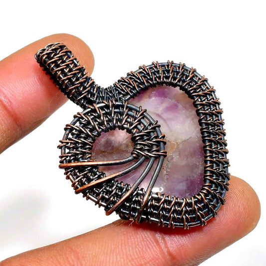 Selene’s Halo – Amethyst & Copper Wire Pendant