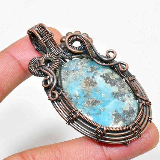 Serenity’s Echo – Aqua Aura Copper Pendant