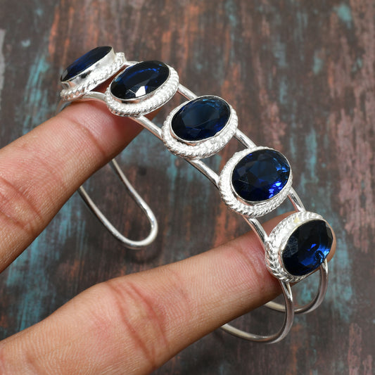 Ocean’s Whisper – Silver & Blue Gemstone Cuff