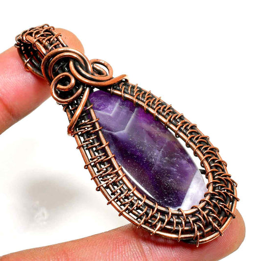Ezra’s Veil – Handcrafted Amethyst & Oxidized Copper Pendant