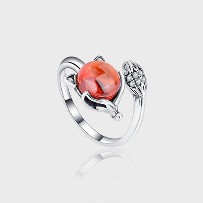 Vintage Fox Ring  - 925 Sterling Silver