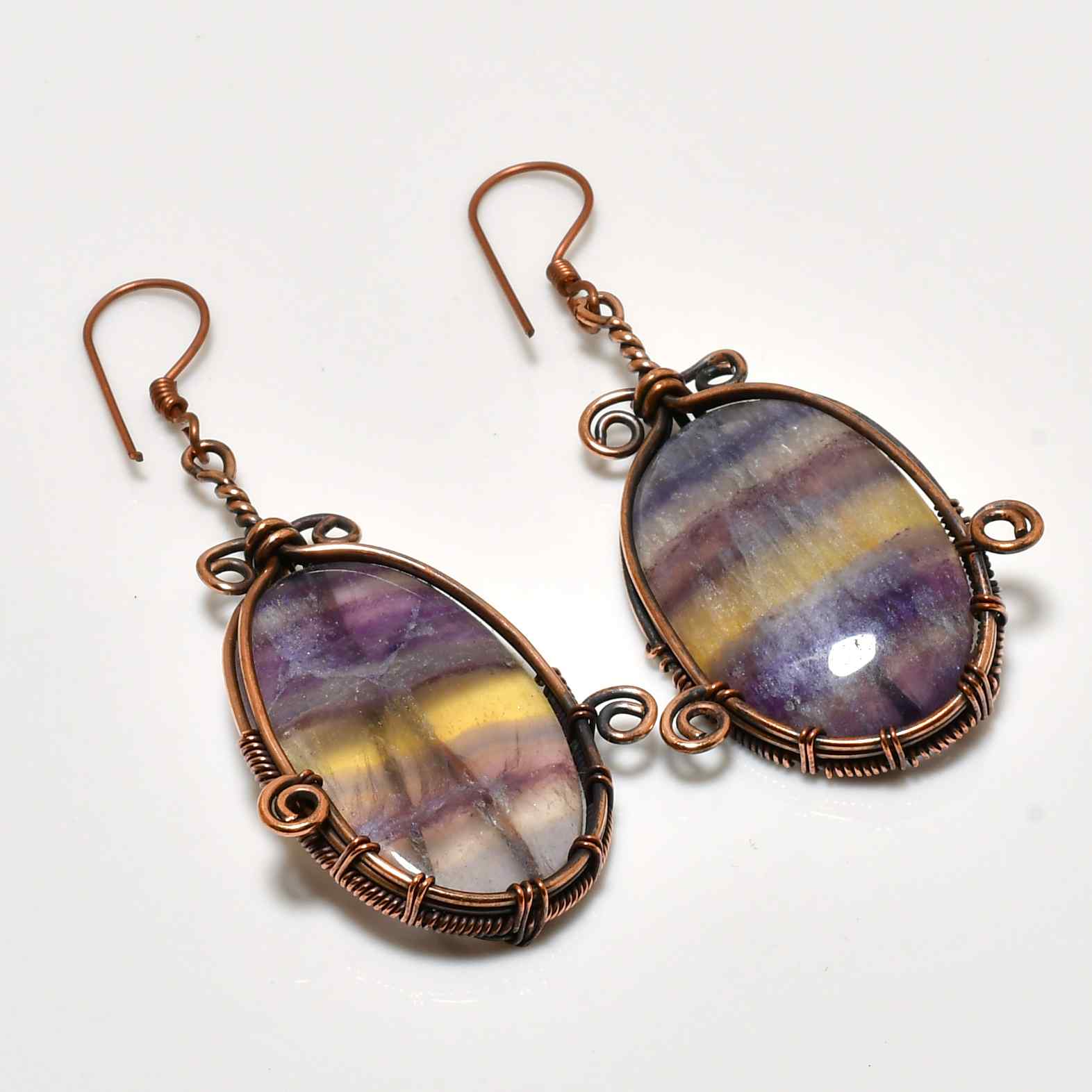 Clarity’s Aura – Copper-Wrapped Fluorite Earrings