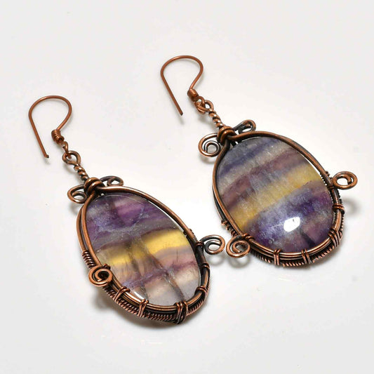 Clarity’s Aura – Copper-Wrapped Fluorite Earrings