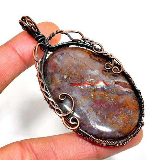 Gaia’s Anchor – Oxidized Copper Agate Pendant