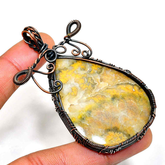 Grounded Radiance – Yellow Jasper Copper Pendant