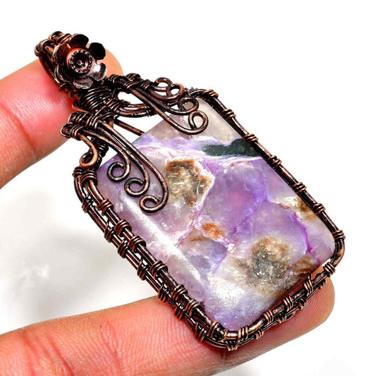 Ezra’s Veil – Handwrapped Amethyst & Copper Pendant