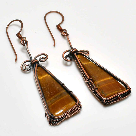 Guardian’s Gaze – Tiger’s Eye Copper Earrings