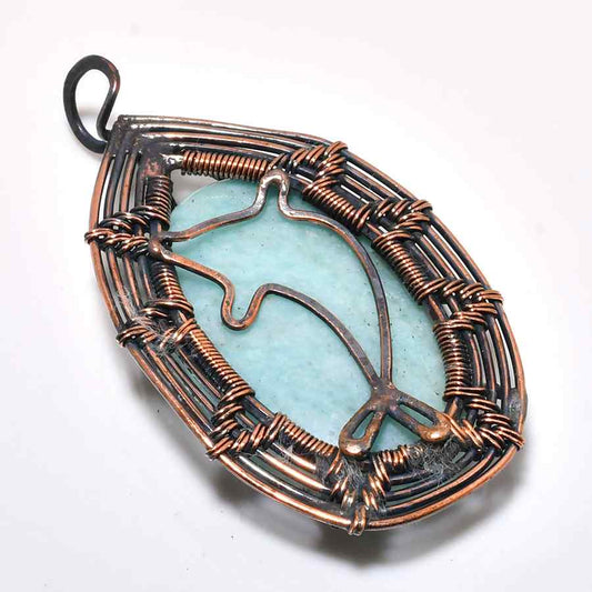 Ocean’s Embrace – Aquamarine Copper Pendant