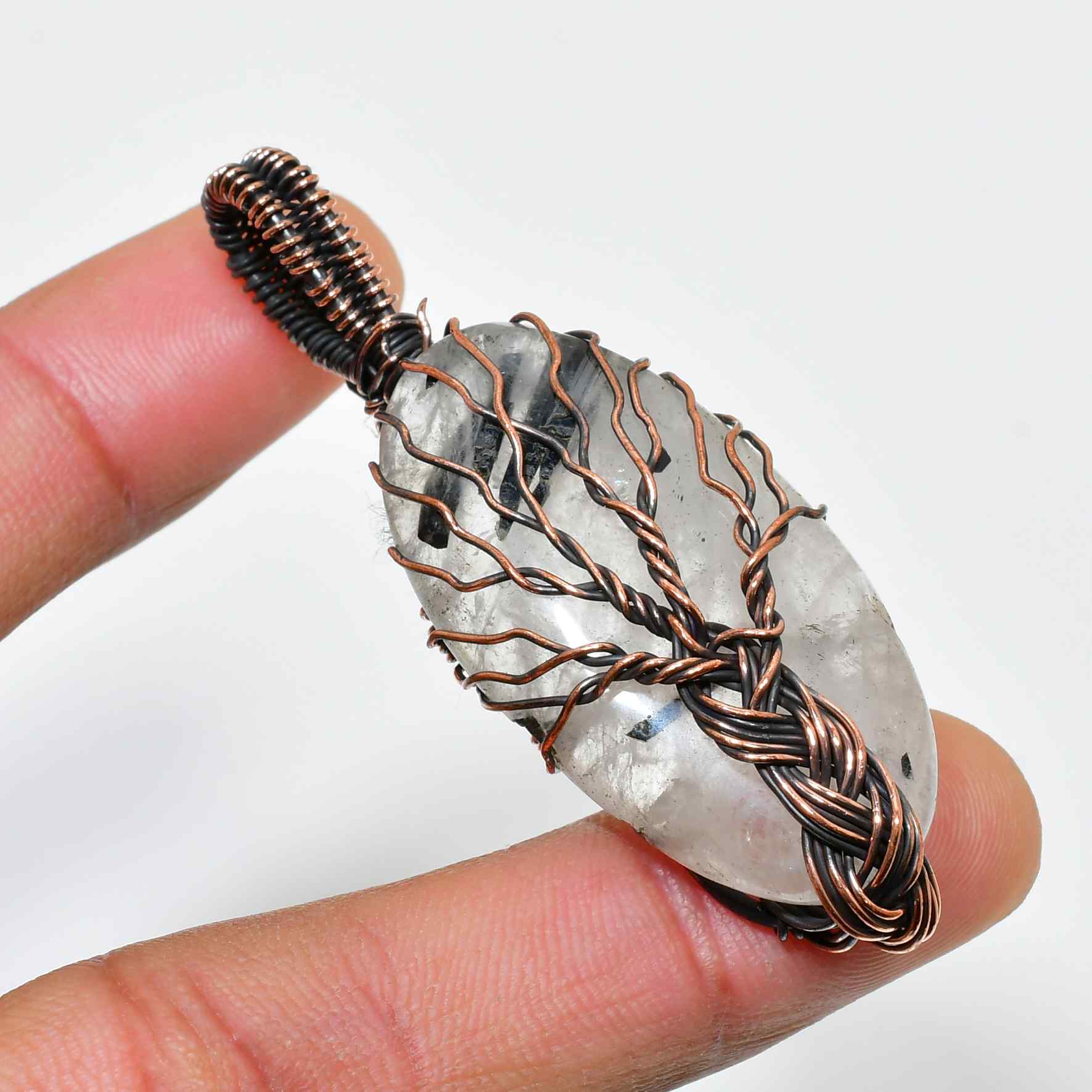 Gaia’s Radiance – Clear Quartz Tree of Life Pendant