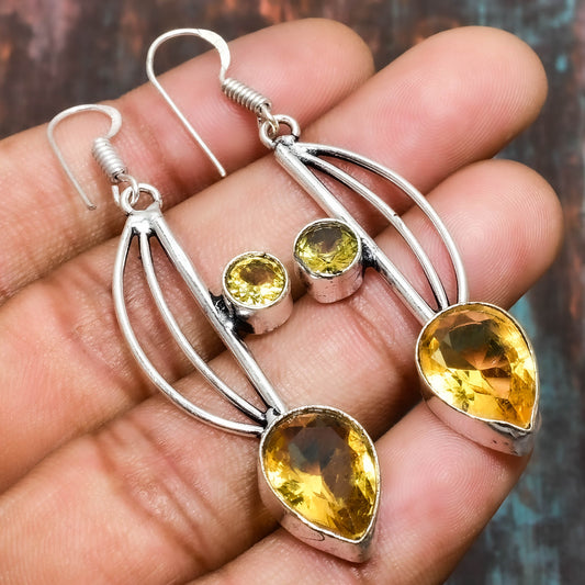 Solar Radiance – Sterling Silver Citrine Earrings