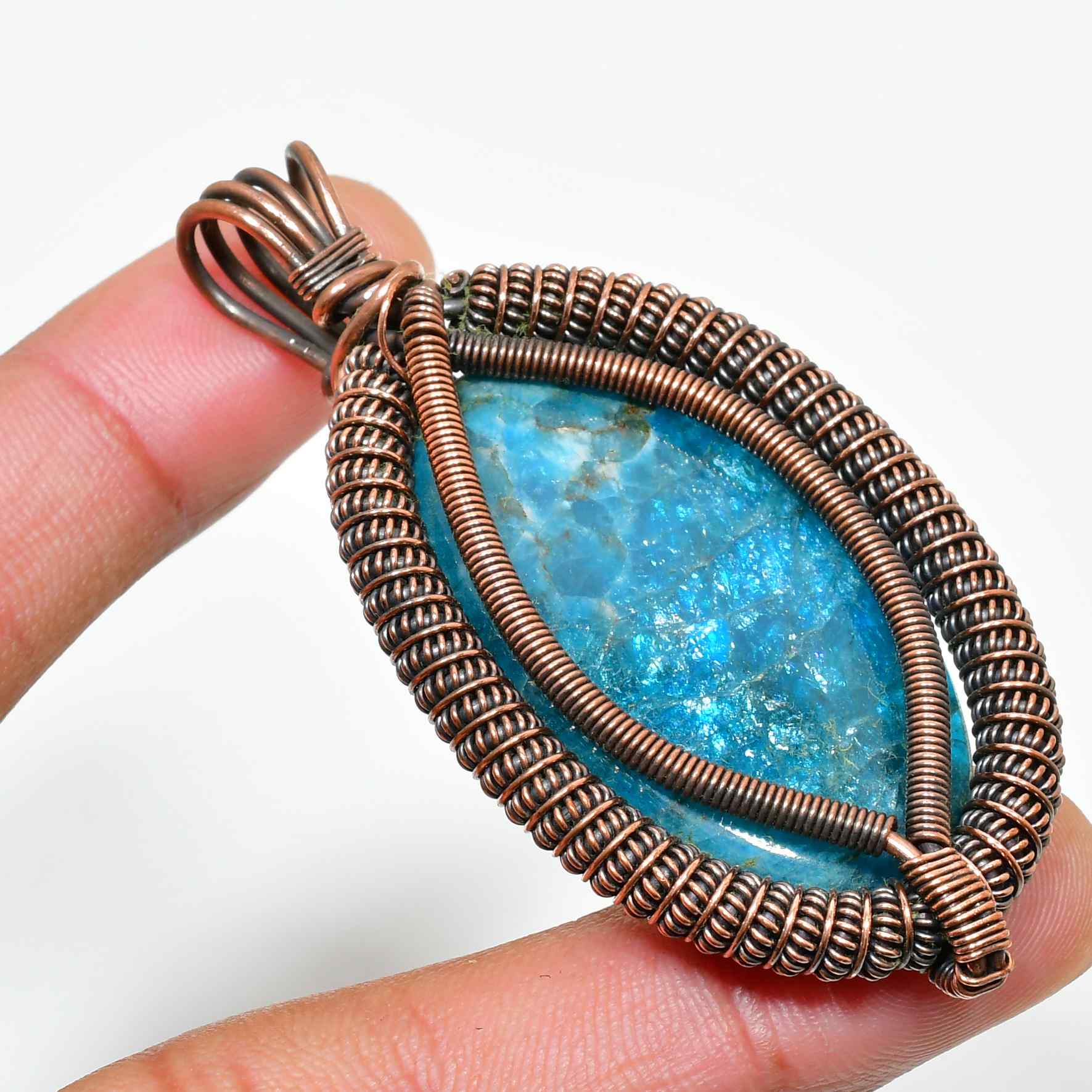 Azure Delight – Labradorite & Copper Wire Pendant