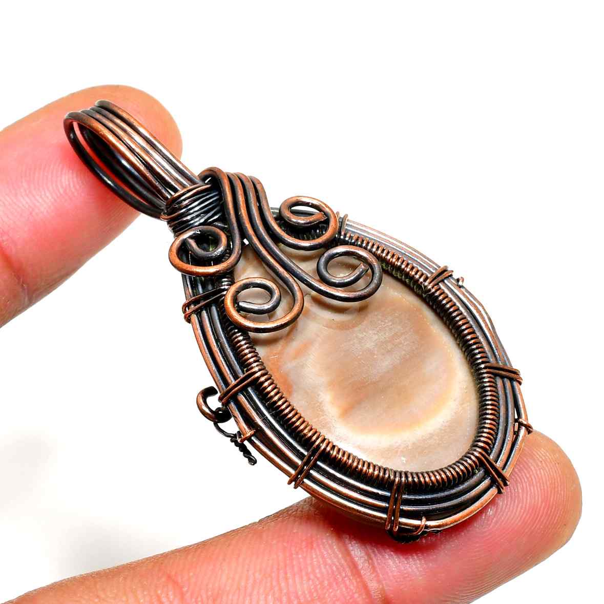 Calm Tides – Mother of Pearl Copper Pendant
