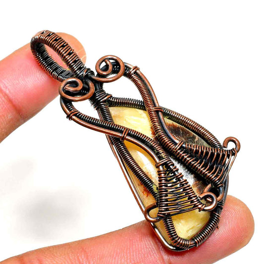Gaia’s Embrace – Oxidized Copper Stone Pendant