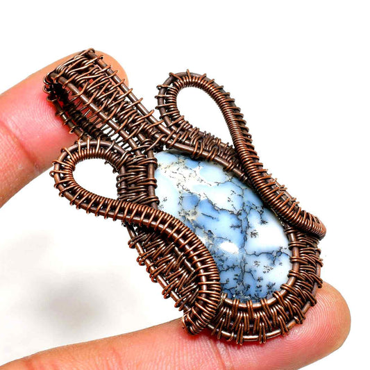 Azure Serenity – Copper-Wrapped Blue Stone Pendant