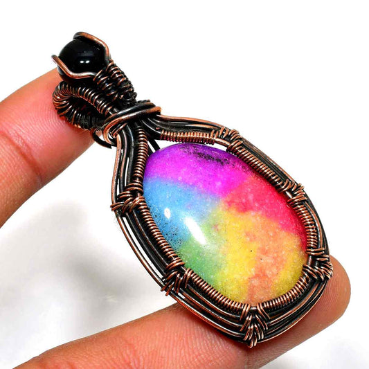 Aurora’s Glow – Rainbow Quartz Copper Pendant