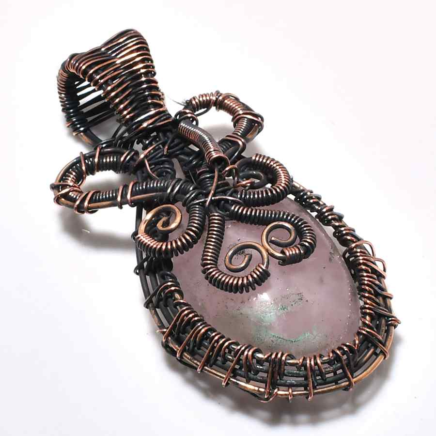 Ezra’s Veil – Oxidized Copper Wrapped Amethyst Pendant