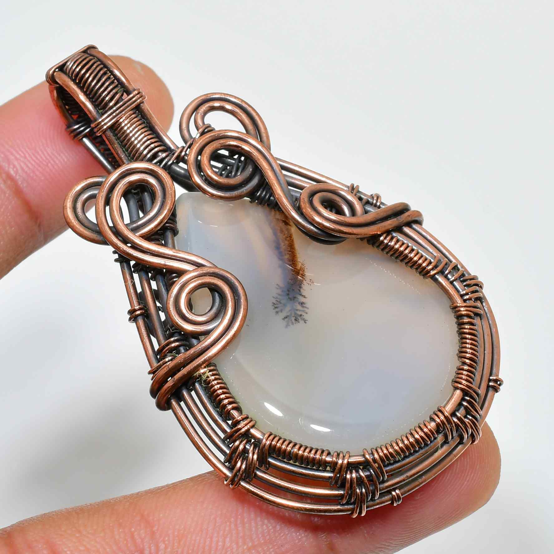 Earthbound Harmony – Dendritic Agate Copper Pendant