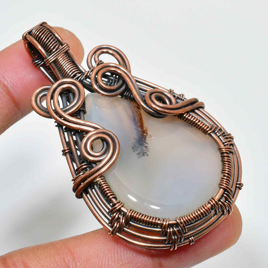 Earthbound Harmony – Dendritic Agate Copper Pendant