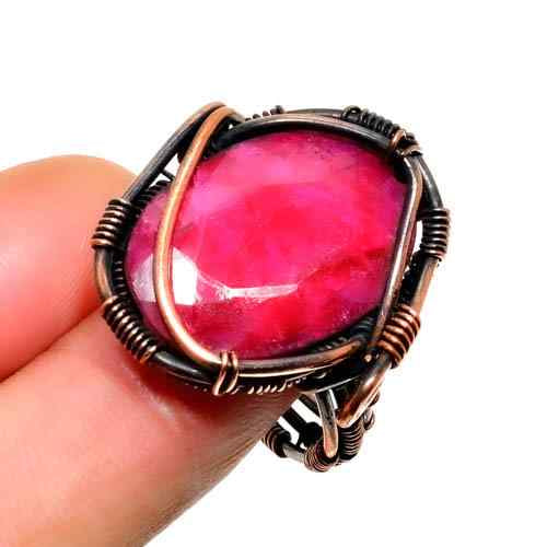 Love’s Blossom – Rhodochrosite Copper Ring