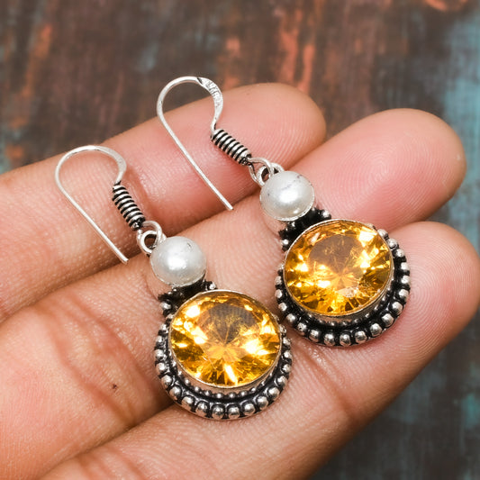 Sunlit Joy – Sterling Citrine Earrings
