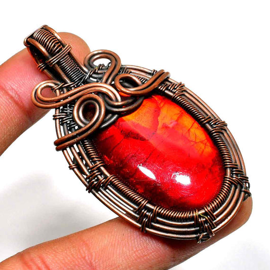 Ardent Ember – Carnelian & Copper Wire Pendant