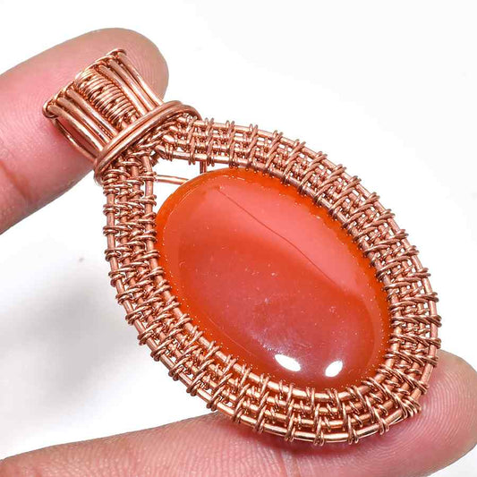 Ember’s Glow – Carnelian Copper Pendant