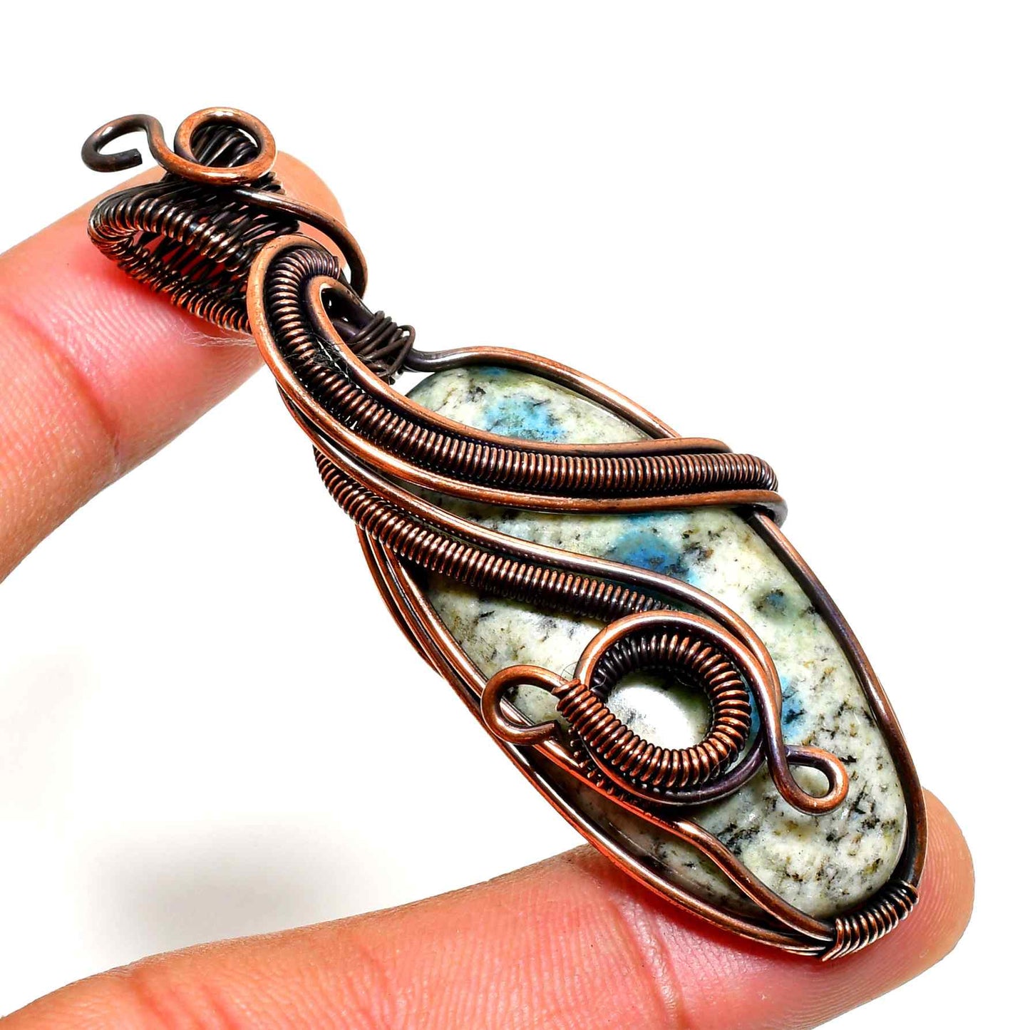 Gaia’s Embrace – Copper & Natural Stone Pendant