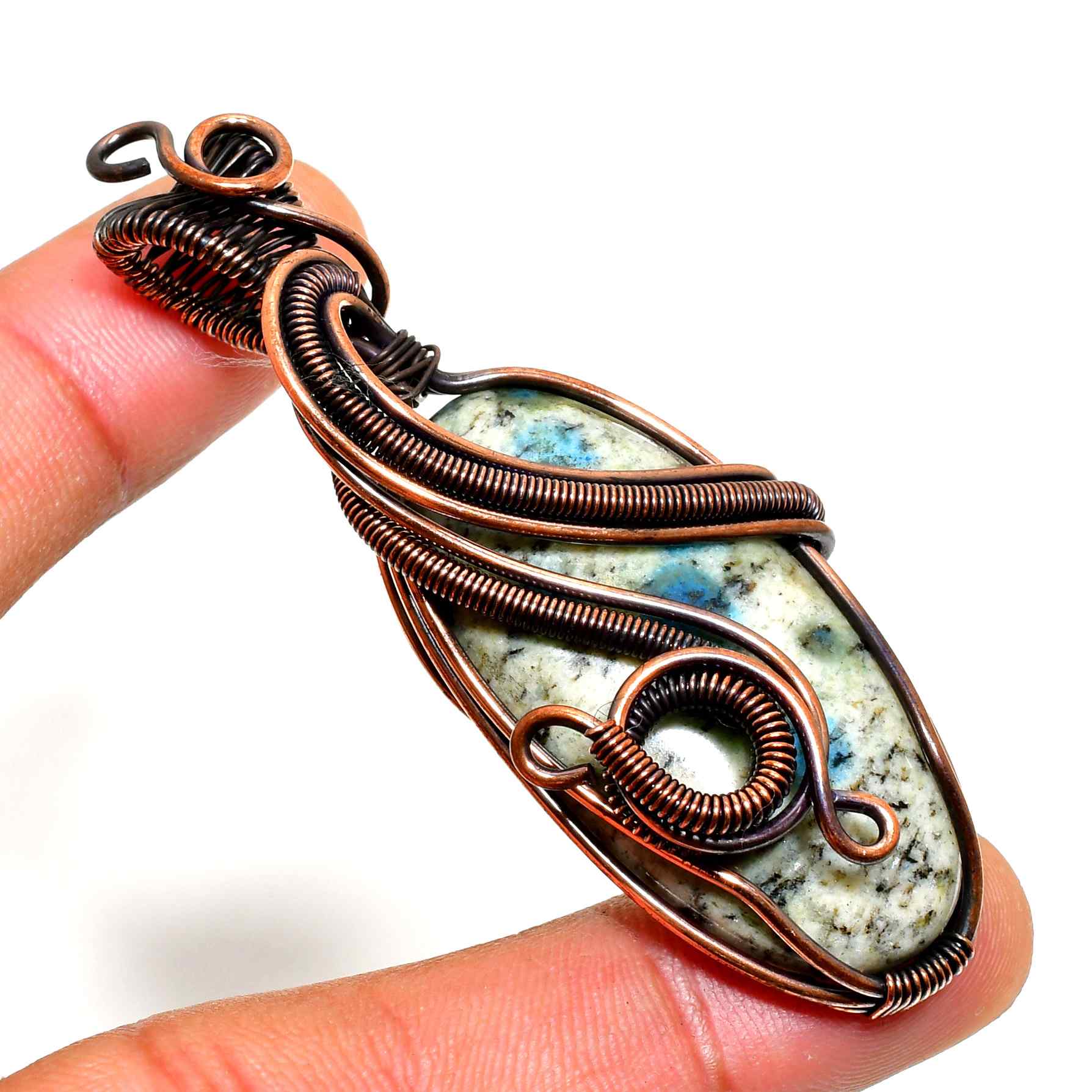 Gaia’s Embrace – Copper & Natural Stone Pendant