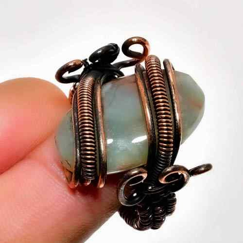 Celestial Embrace – Hand-Wrapped Opal & Oxidized Copper Ring