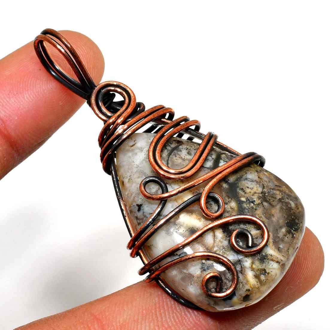 Harmony’s Embrace – Copper & Gemstone Pendant