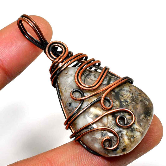 Harmony’s Embrace – Copper & Gemstone Pendant