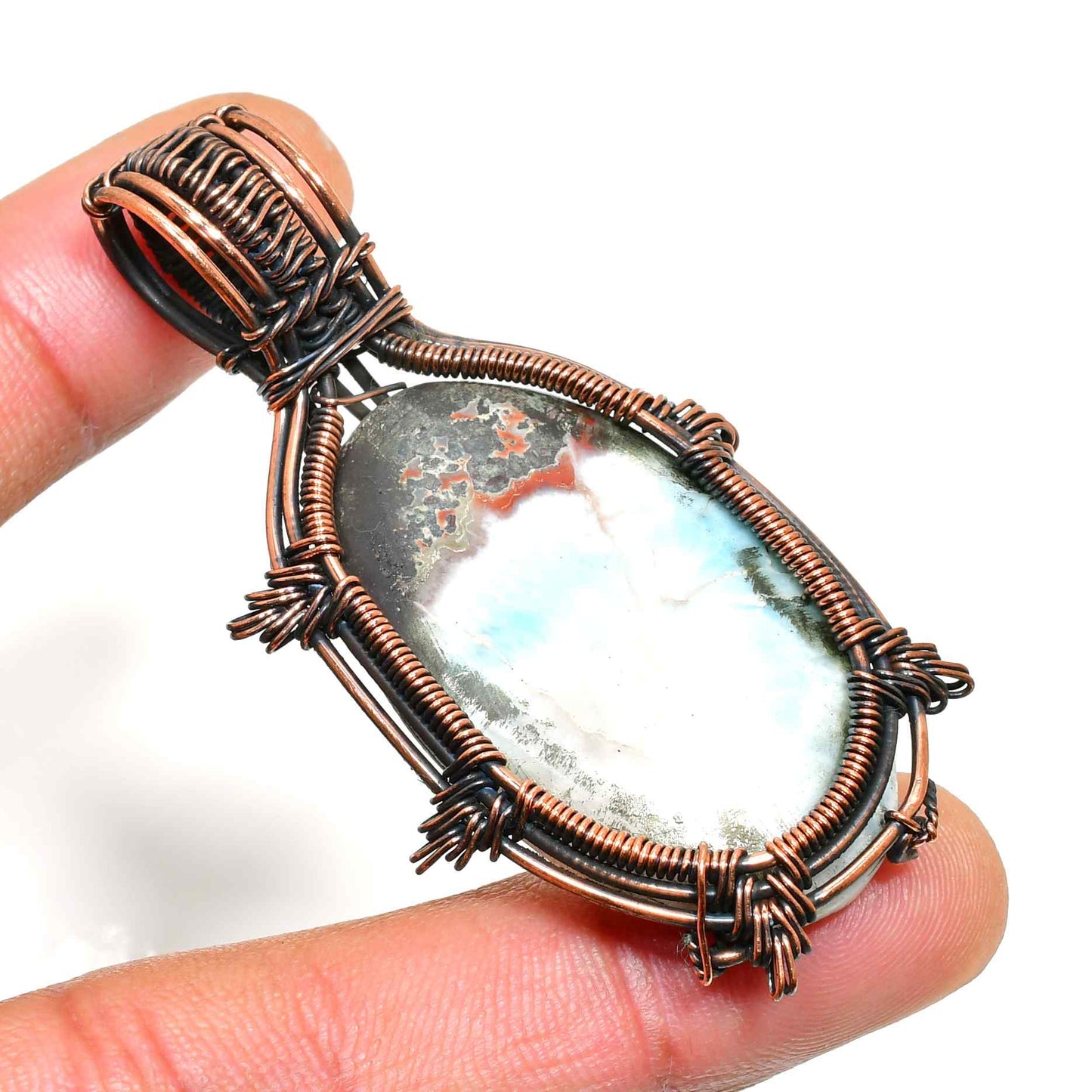 Earthsong – Copper-Wrapped Natural Stone Pendant