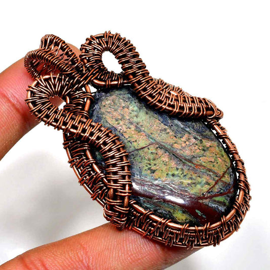 Gaia’s Embrace – Copper-Wrapped Stone Pendant