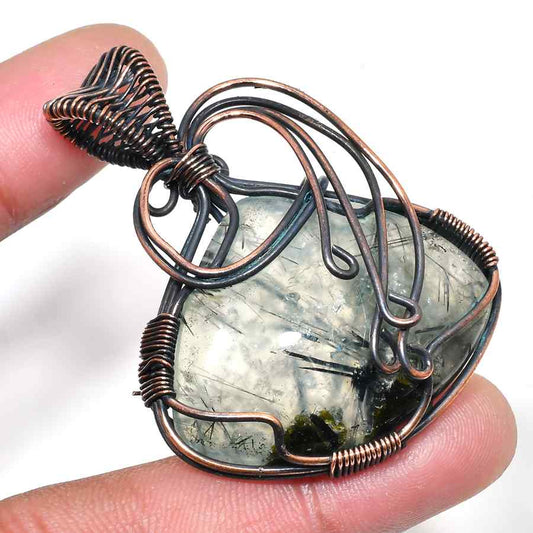 Ethereal Spiral – Mystic Quartz Copper Pendant