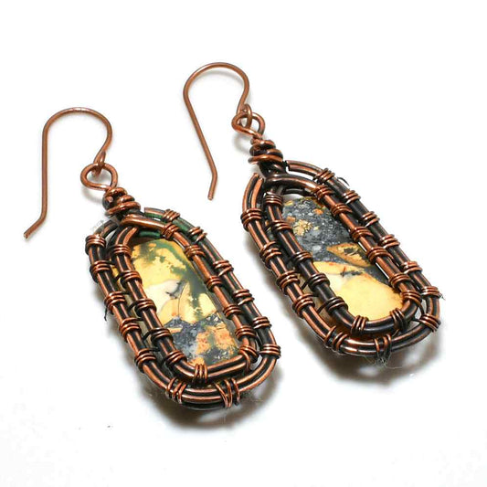 Grounded Grace – Oxidized Copper & Natural Stone Earrings