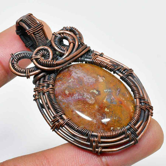 Gaia’s Embrace – Agate & Oxidized Copper Pendant