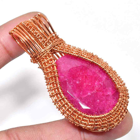 Enchanted Rose – Fuchsia Stone Copper Pendant