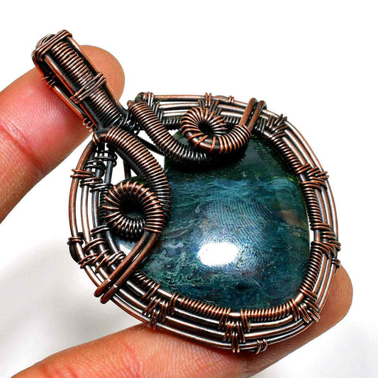 Gaia’s Embrace – Copper-Wrapped Stone Pendant
