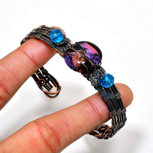 Orion’s Glow – Iridescent Glass & Copper Bracelet