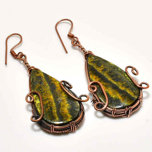 Gaia’s Embrace – Copper-Wrapped Stone Earrings