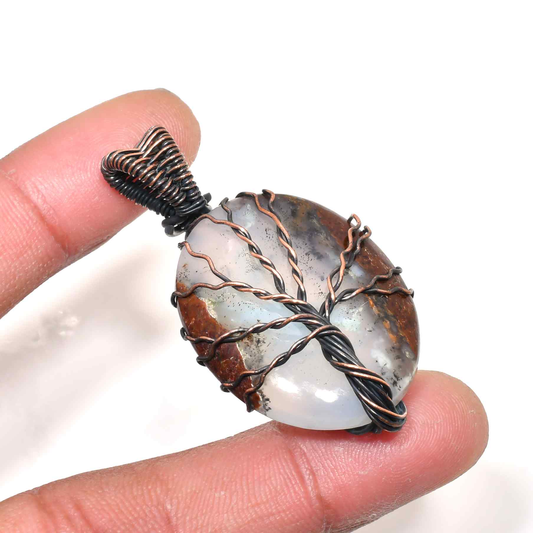 Gaia’s Embrace – Opal Tree of Life Copper Pendant