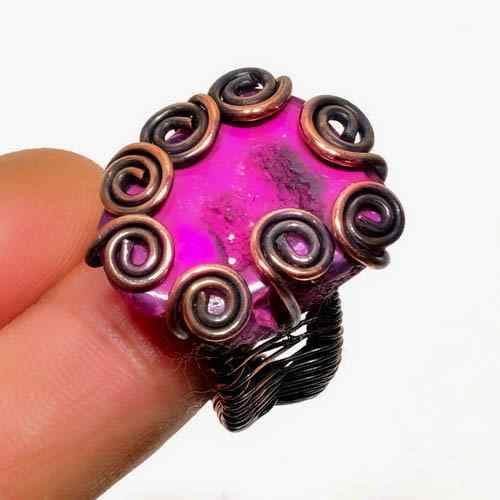 Ember’s Embrace – Pink Agate Copper Ring